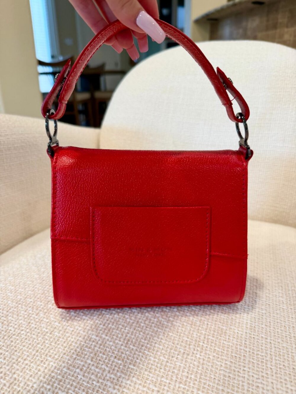 Min & Mon Anastasio Mini Crossbody Leather Handbag Red All Over Eyes Embroidery - Picture 3 of 6